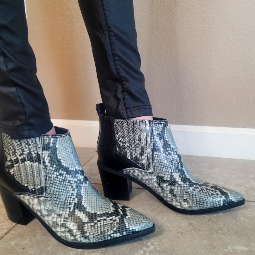 Marc Fisher Faux Leather Snakeskin Ankle Boots NWT